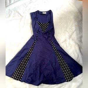 Vintage Swing Polka Dot Navy Dress